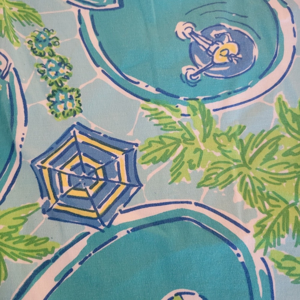 Lilly Pulitzer Pants Womens 10 Blue Green Poolside Palm Tree Crop Straight Leg - Picture 10 of 15